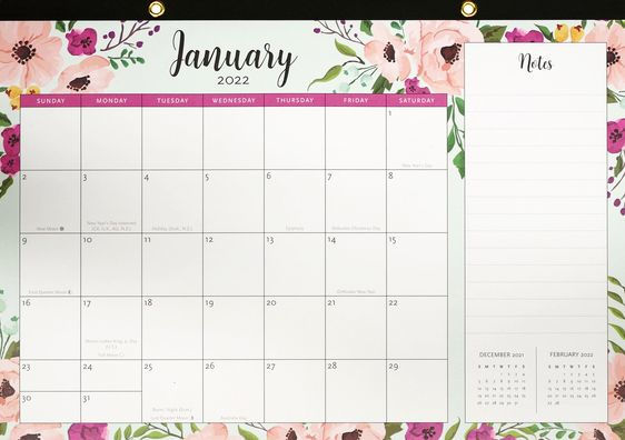 2022 Floral Desk Calendar Pad (12 Month Calendar with Bonus Stickers