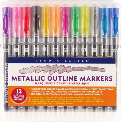 Studio Series Metallic Outline Markers (Set of 12) by Peter Pauper Press