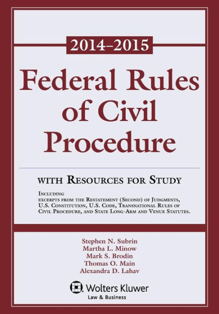 Federal Rule Civil Procedure 2014-2015 Stat Supp W/Resource Study By ...