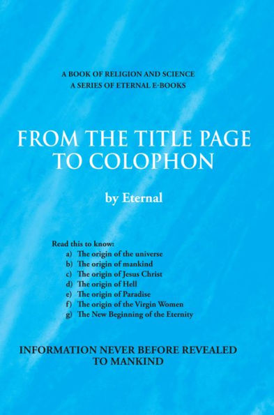 From The Title Page to Colophon