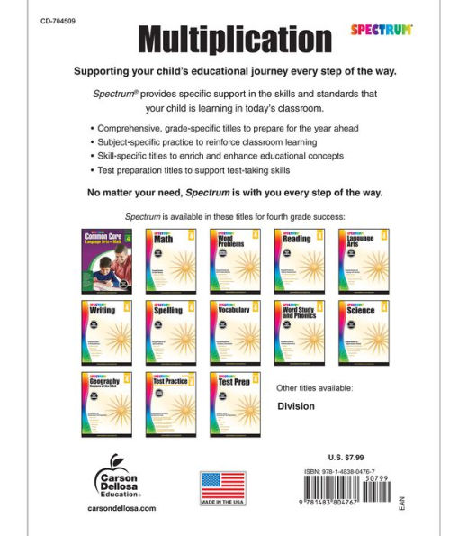 Multiplication Workbook, Grade 4