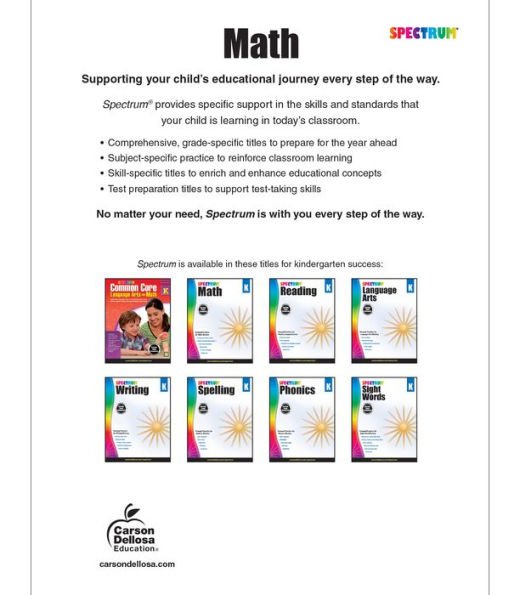 Spectrum Math Workbook, Grade K