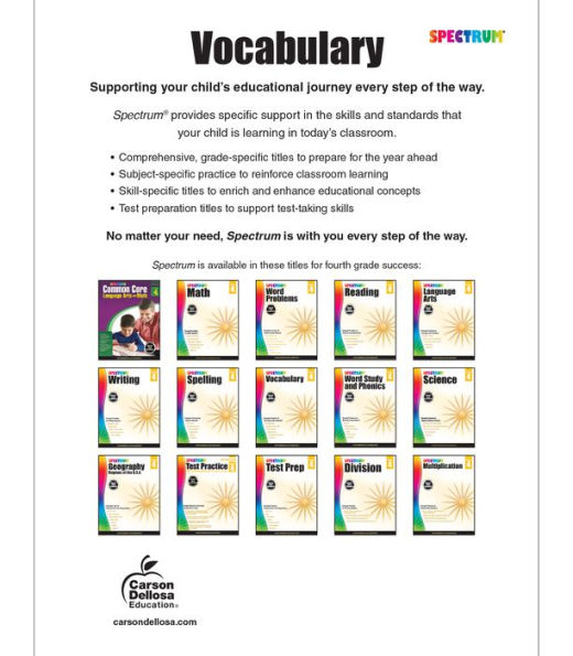 Spectrum Vocabulary, Grade 4