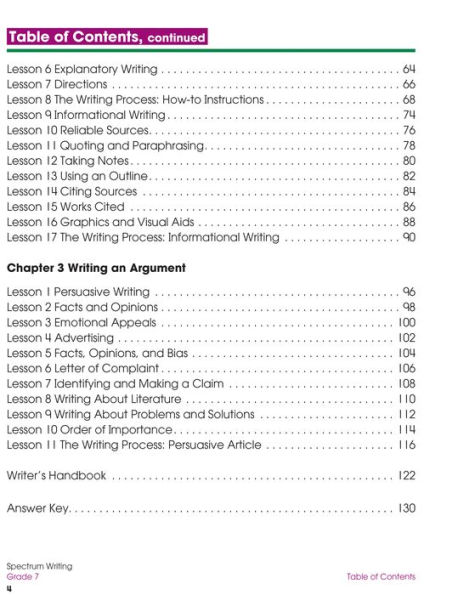 Spectrum Writing, Grade 7