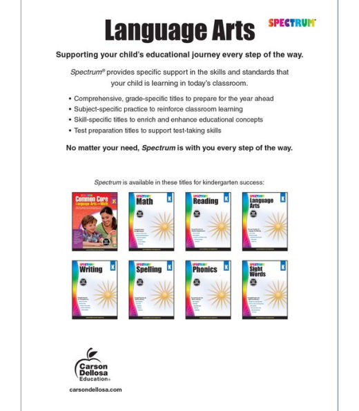 Spectrum Language Arts, Grade K