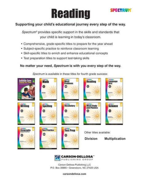 Spectrum Reading Workbook, Grade 4