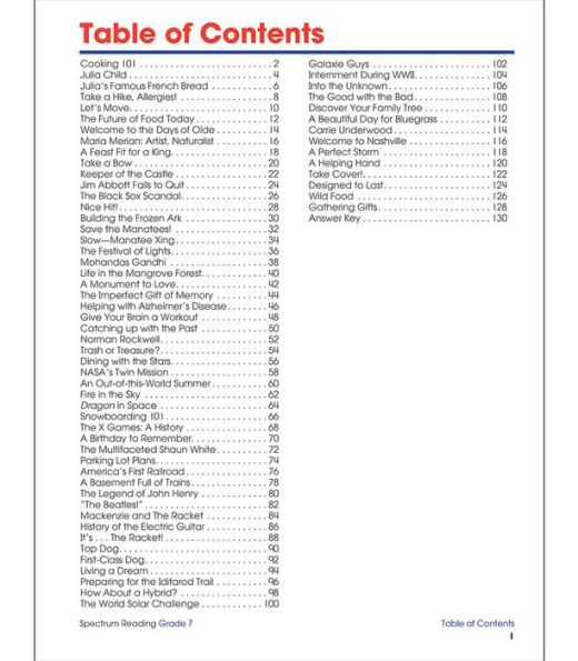 Spectrum Reading G.7 Workbook, Grade 7