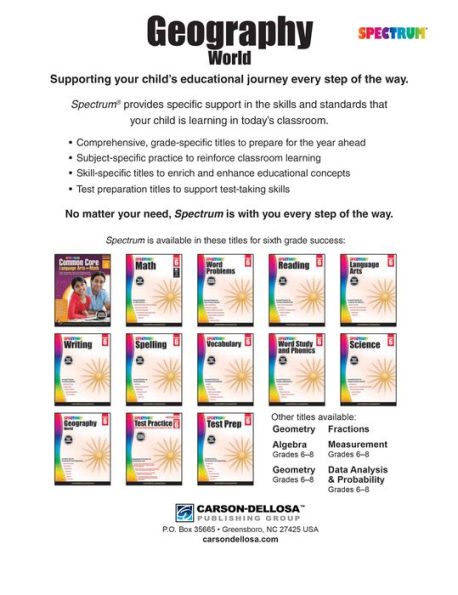 Spectrum Geography, Grade 6: The World