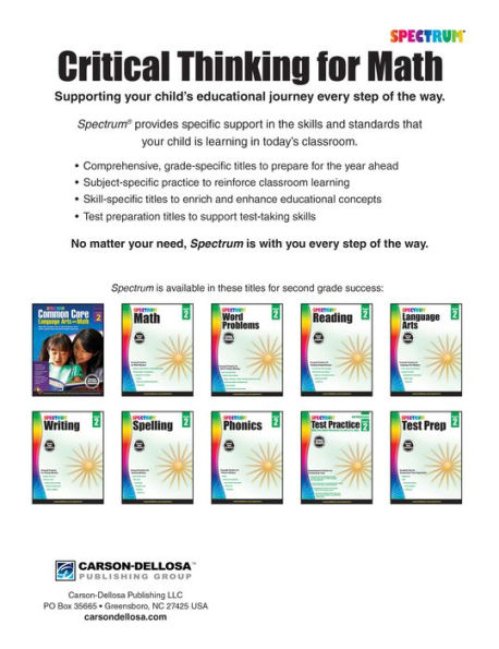 Spectrum Critical Thinking for Math, Grade 2