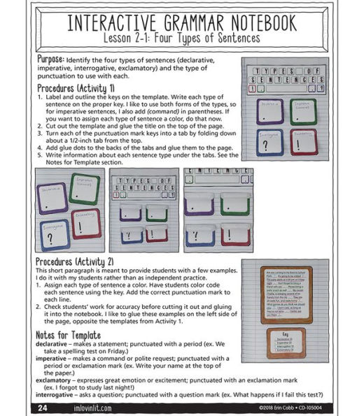 I'm Lovin' Lit Interactive Grammar Notebook, Grades 4 - 8