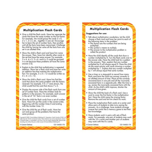 Multiplication All Facts through 12 Flash Cards