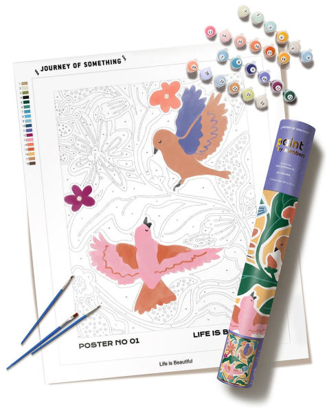 Life is Beautiful Paint by Numbers Kit & Canvas - DIY Adult Craft Kit - Artist Designed
