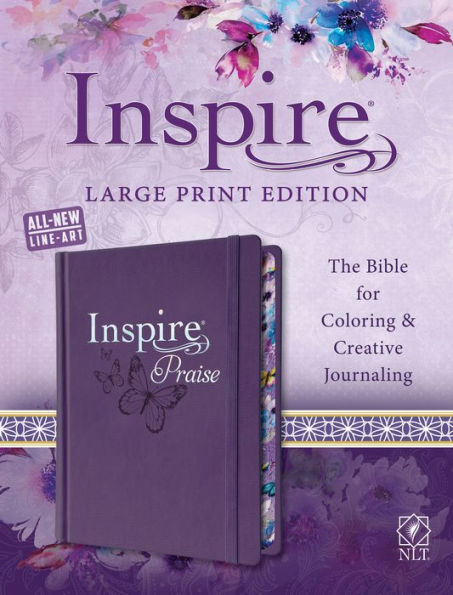 Inspire PRAISE Bible Large Print NLT (Hardcover LeatherLike, Purple): The Bible for Coloring & Creative Journaling