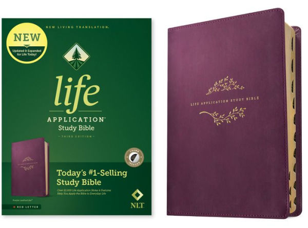 NLT Life Application Study Bible, Third Edition (LeatherLike, Purple, Indexed, Red Letter)