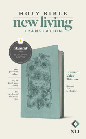 NLT Premium Value Thinline Bible, Filament-Enabled Edition (LeatherLike, Bouquet Teal)