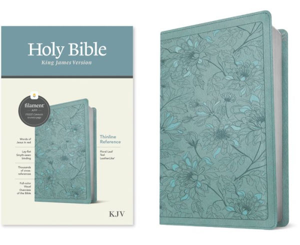 KJV Thinline Reference Bible, Filament-Enabled Edition (LeatherLike, Floral Leaf Teal, Red Letter)