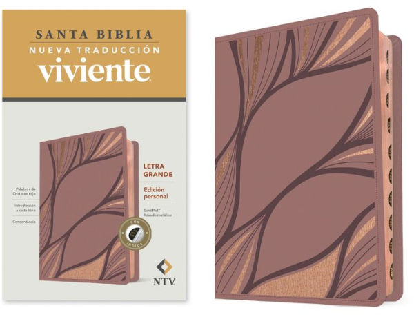 Santa Biblia NTV, Edición personal, letra grande (SentiPiel, Rosado metálico, Índice)