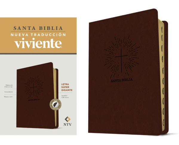 Santa Biblia NTV, letra súper gigante (SentiPiel, Café oscuro , Índice, Letra Roja)