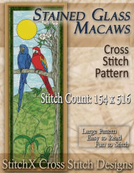 Title: Stained Glass Macaws Cross Stitch Pattern, Author: Stitchx