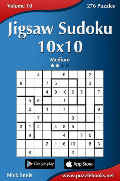 Jigsaw Sudoku 10x10 - Medium - Volume 10 - 276 Puzzles