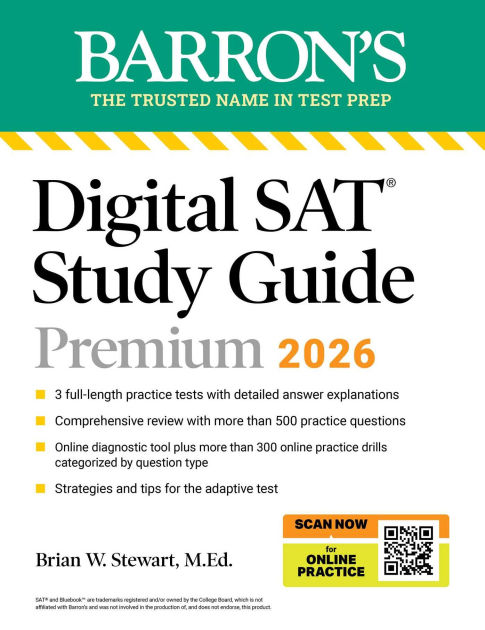 Digital SAT Study Guide Premium, 2026: 3 Practice Tests +