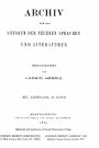 Archiv f r das Studium der neueren Sprachen und Literaturen