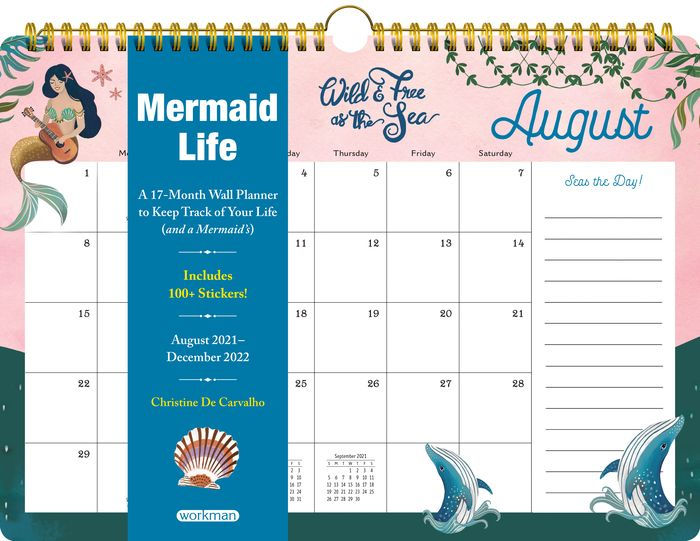 Mermaid Life 17Month Wall Calendar for 2022 A 17Month Wall Calendar