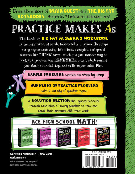 The Big Fat High School Algebra 2 Workbook: 400+ Algebra 2 Practice Exercises