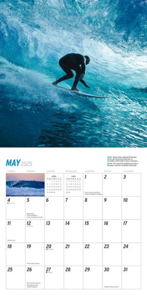 Big Wave Surfing Wall Calendar 2025