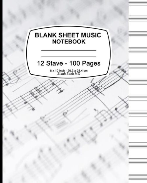 Blank Sheet Music Notebook Music Note Cover, 12 Stave, Music