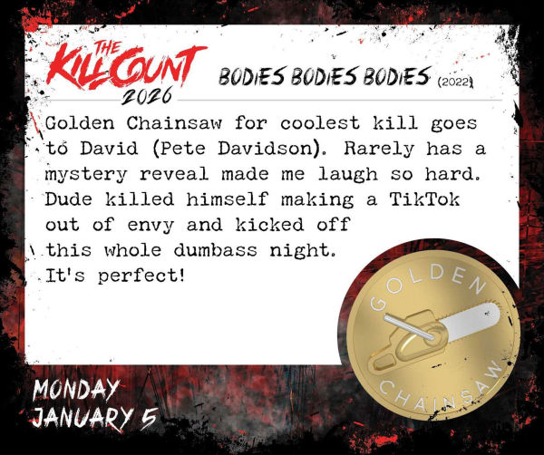 Golden Chainsaws and Dull Machetes 2026 Calendar: Horror Movies by The Kill Count