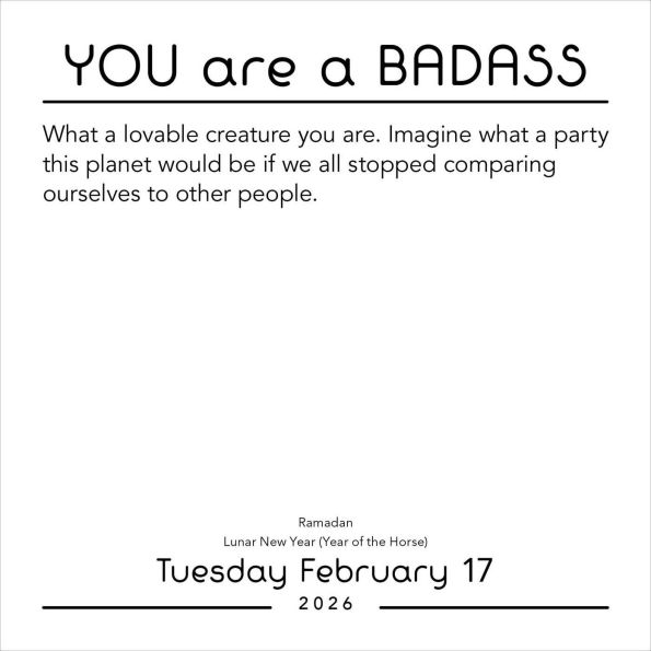 2026 You Are a Badass Day-to-Day Calendar
