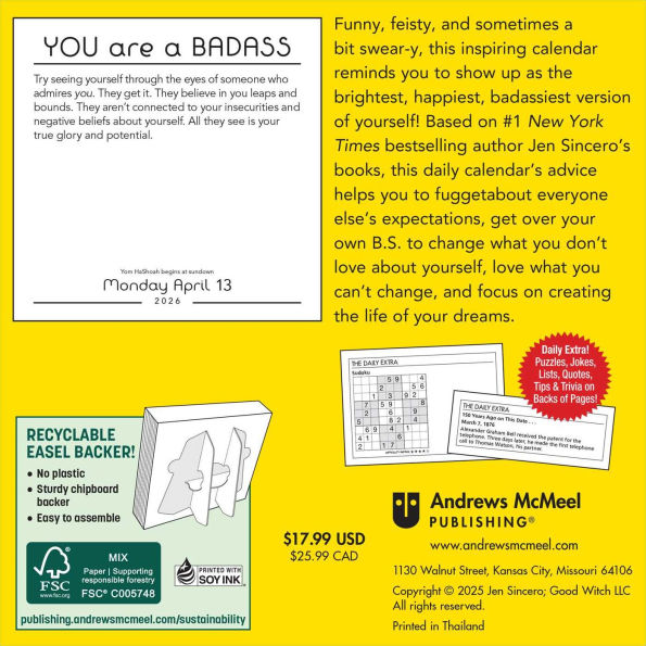 2026 You Are a Badass Day-to-Day Calendar