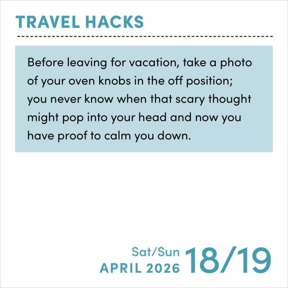 2026 Travel Hacks Day-to-Day Calendar