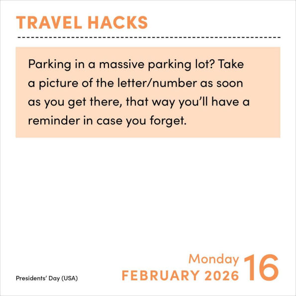 2026 Travel Hacks Day-to-Day Calendar