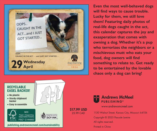 2026 Dog Shaming Day-to-Day Calendar