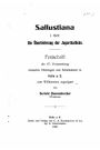 Sallustiana, 1 Heft, Die Überlieferung der Jugurthalücke