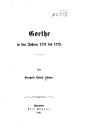 Goethe in Den Jahren 1771 Bis 1775