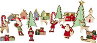 Title: Festive Village Wooden Advent Calendar