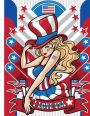 Retro Pin-up Blank Book Journal: I Love U.S.A. America Patriotic Curvy Pinup Girl Diary Notebook: 8.5 x 11 size 120 lined pages!