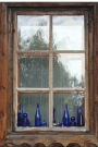 Blue Bottles on a Wooden Windowsill Journal: 150 Page Lined Notebook/Diary