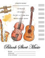 Blank Sheet Music: Music Manuscript Paper, Staff Paper, Musicians Notebook 12 Staves,100 pages - Multi Shade Watercolor Rythm of Music Instruments