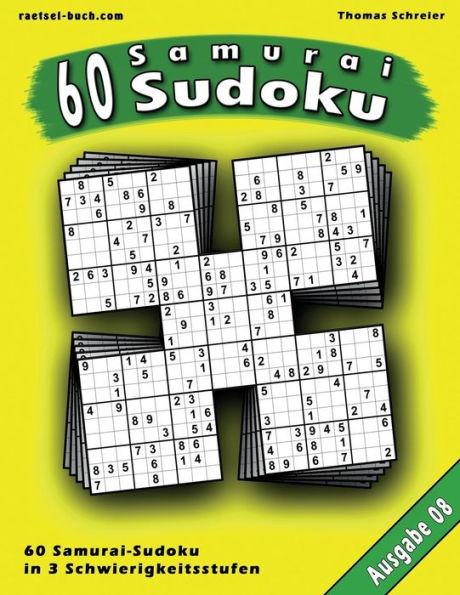 60 Samurai-Sudoku, Ausgabe 08: 60 gemischte Samurai-Sudoku, Ausgabe 08