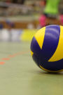 Blue and Yellow Volleyball Portrait Journal: 150 Page Lined Notebook/Diary