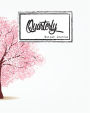 Bullet Journal: Dot Grid, Quarterly Guided, Pink Tree,Cherry Blossoms Cover Notebook, 8