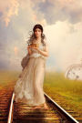 Beautiful Fantasy Woman Walking Down the Tracks Illustration Art Journal: 150 Page Lined Notebook/Diary