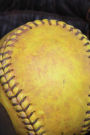 A Yellow Softball in a Glove Close-Up Sports Journal: 150 Page Lined Notebook/Diary