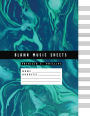 Blank Music Sheets: Turquoise Marble Manuscript Paper / Staff Paper / Musicians Notebook - 12 Stave 100 Pages