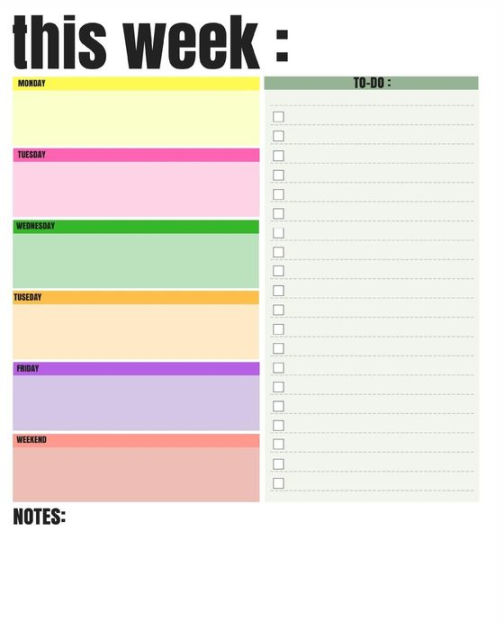 weekly planner and to do list notepad by weekly planner professional weekly planner