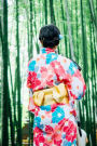 Woman in a Colorful Kimono Walking in a Gorgeous Green Bamboo Forest Journal: 150 Page Lined Notebook/Diary